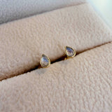 14K Dainty Moonstone Studs