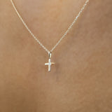 Yellow Gold Diamond Cross Necklace