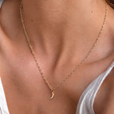 Gold Vermeil Paperclip Crescent Necklace