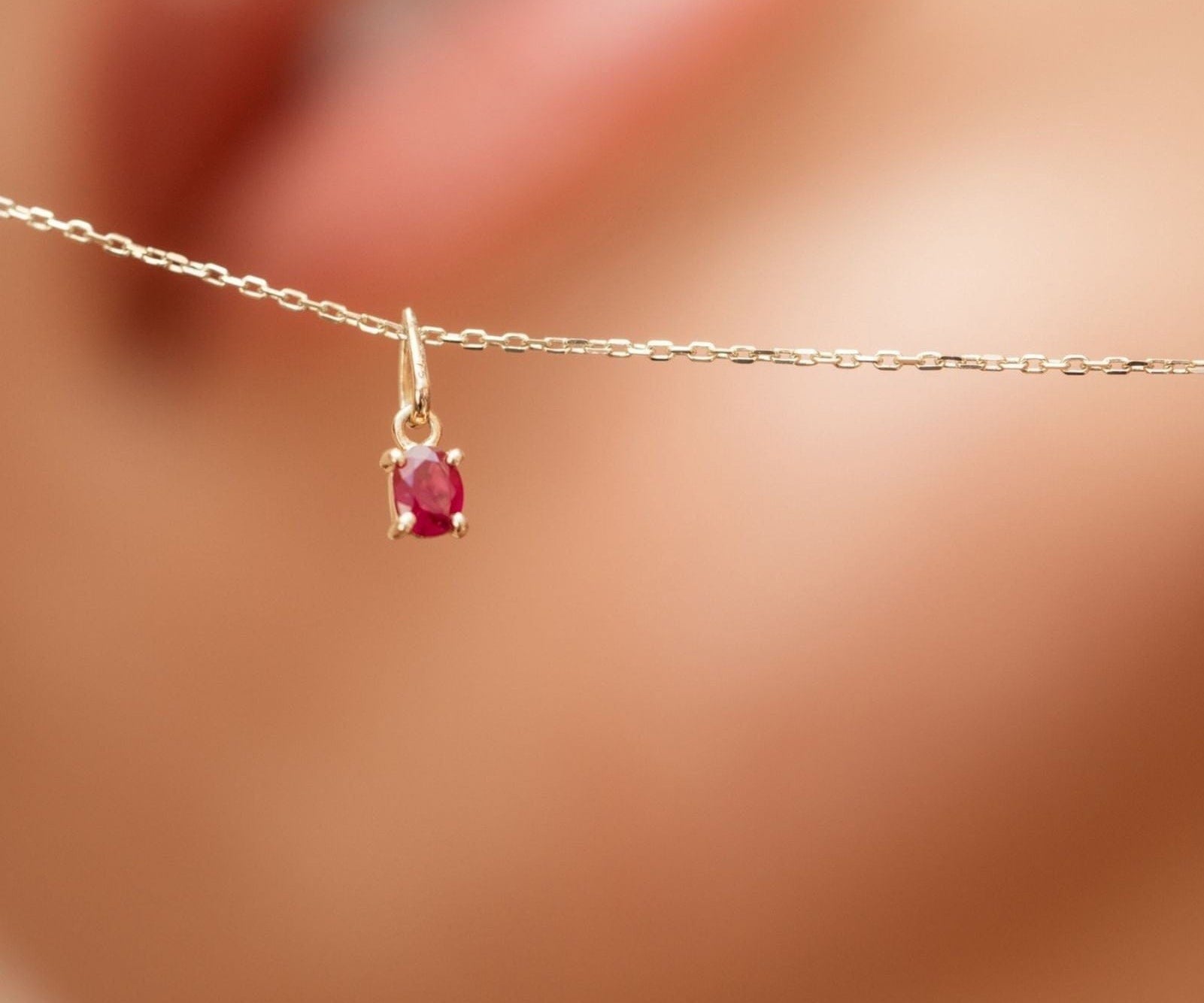 Picture of Luna Rae Solid 9k Gold Ruby Necklace