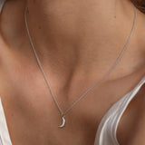 Sterling Silver Classic Crescent Necklace