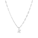 Sterling Silver Paperclip Bubble Letter Necklace
