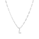 Sterling Silver Paperclip Bubble Letter Necklace