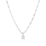 Sterling Silver Paperclip Bubble Letter Necklace