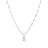 Sterling Silver Paperclip Bubble Letter Necklace