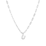 Sterling Silver Paperclip Bubble Letter Necklace