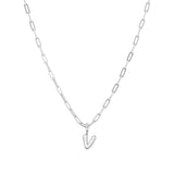 Sterling Silver Paperclip Bubble Letter Necklace