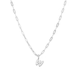 Sterling Silver Paperclip Bubble Letter Necklace