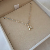 Sterling Silver Paperclip Bubble Letter Necklace