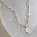 Sterling Silver Paperclip Crescent Necklace