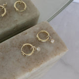 Yellow Gold Dainty Diamond Earrings