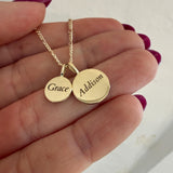 Yellow Gold Large Flat Disc Imprint Necklace