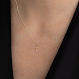 Yellow Gold Luna Script Letters Necklace