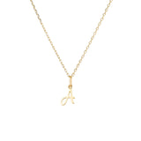 Yellow Gold Luna Script Letters Necklace