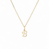 Yellow Gold Luna Script Letters Necklace
