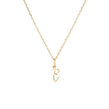 Yellow Gold Luna Script Letters Necklace