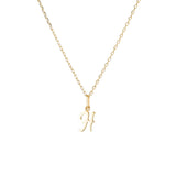 Yellow Gold Luna Script Letters Necklace