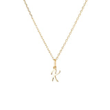 Yellow Gold Luna Script Letters Necklace