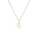 Yellow Gold Luna Script Letters Necklace