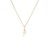Yellow Gold Luna Script Letters Necklace