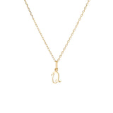 Yellow Gold Luna Script Letters Necklace