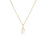 Yellow Gold Luna Script Letters Necklace