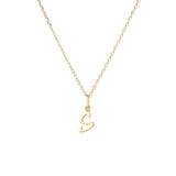 Yellow Gold Luna Script Letters Necklace