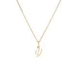 Yellow Gold Luna Script Letters Necklace