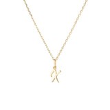Yellow Gold Luna Script Letters Necklace