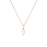 Yellow Gold Luna Script Letters Necklace