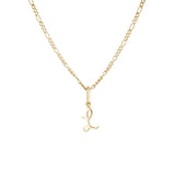 Yellow Gold Luna Script Letters Necklace