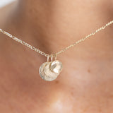 Yellow Gold Medium Waved Disc Imprint Necklace